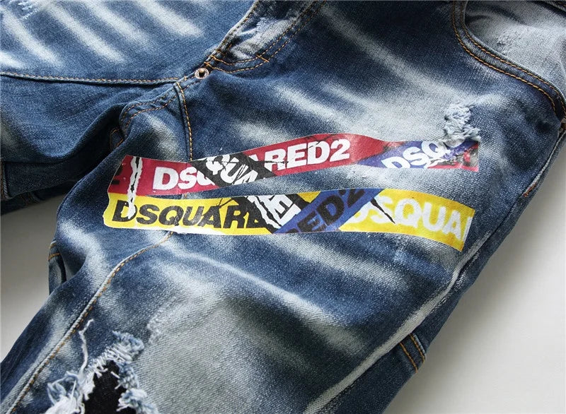 🔥 Men’s American-Style Ripped Skinny Jeans – Streetwear Essential