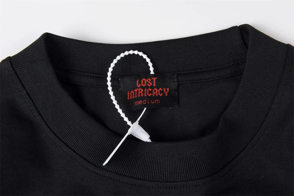 Lost Intricacy European and American Vintage Men's and Women's Printed Washed Cotton Short Sleeved T-shirt