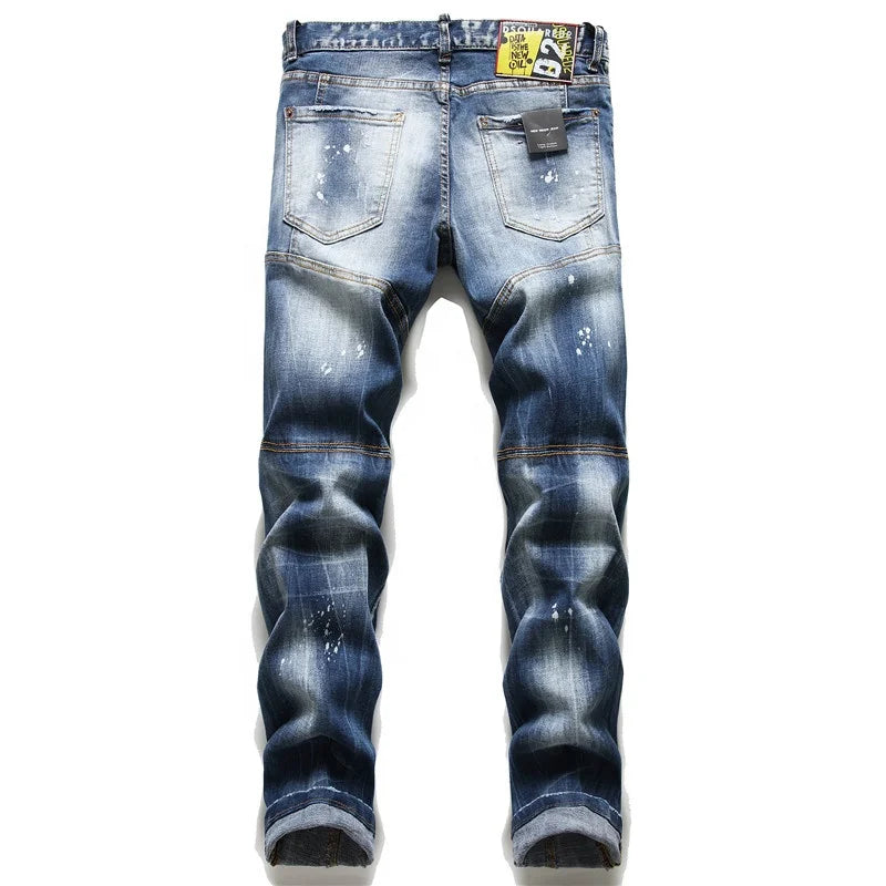 🔥 Men’s American-Style Ripped Skinny Jeans – Streetwear Essential