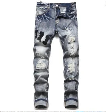 🔥 Street‑Ready Punk Jeans – Slim Fit | Retro Blue Design