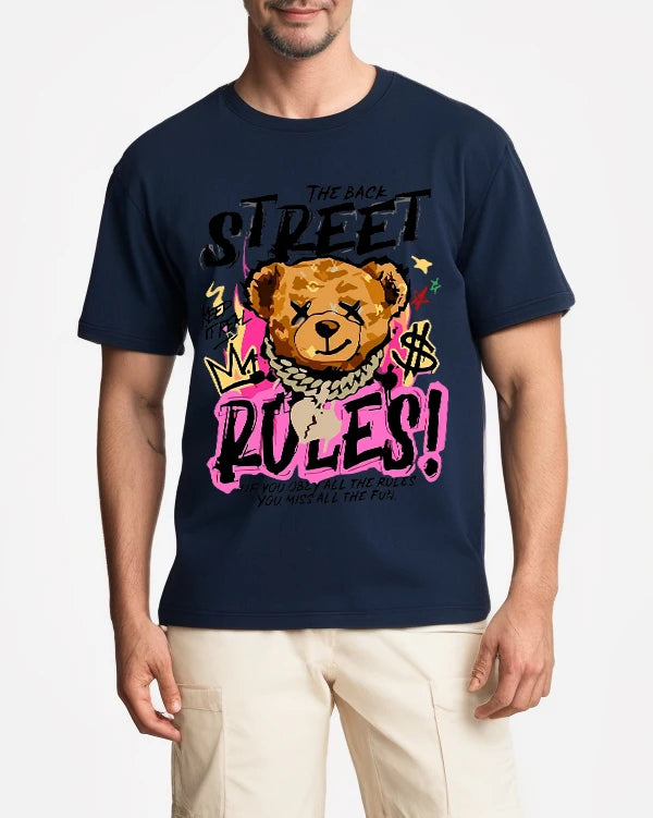 Street Rules Keep It real Men T Shirts Casual Trendy Streetwear Cotton Summer T-Shirt Hip Hop