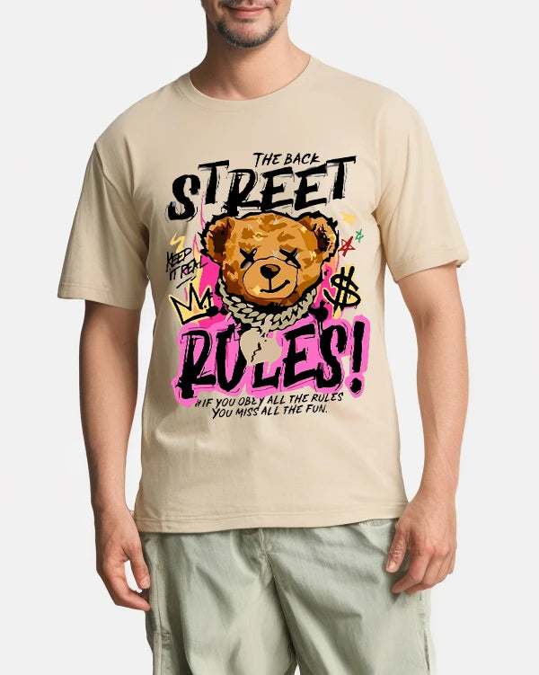 Street Rules Keep It real Men T Shirts Casual Trendy Streetwear Cotton Summer T-Shirt Hip Hop