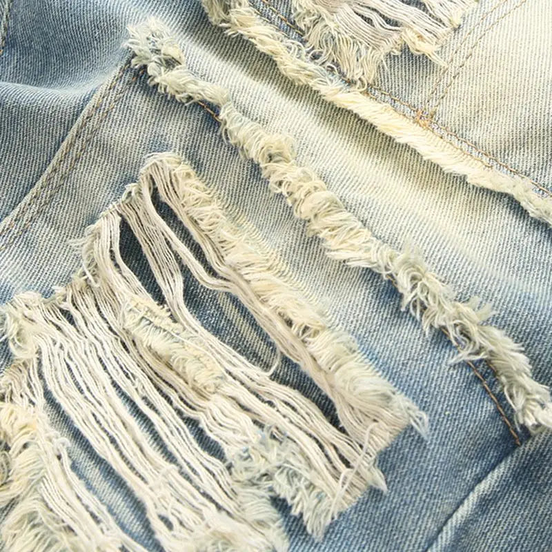 Autumn Men's New Light Blue Slim Fit Jeans ripped