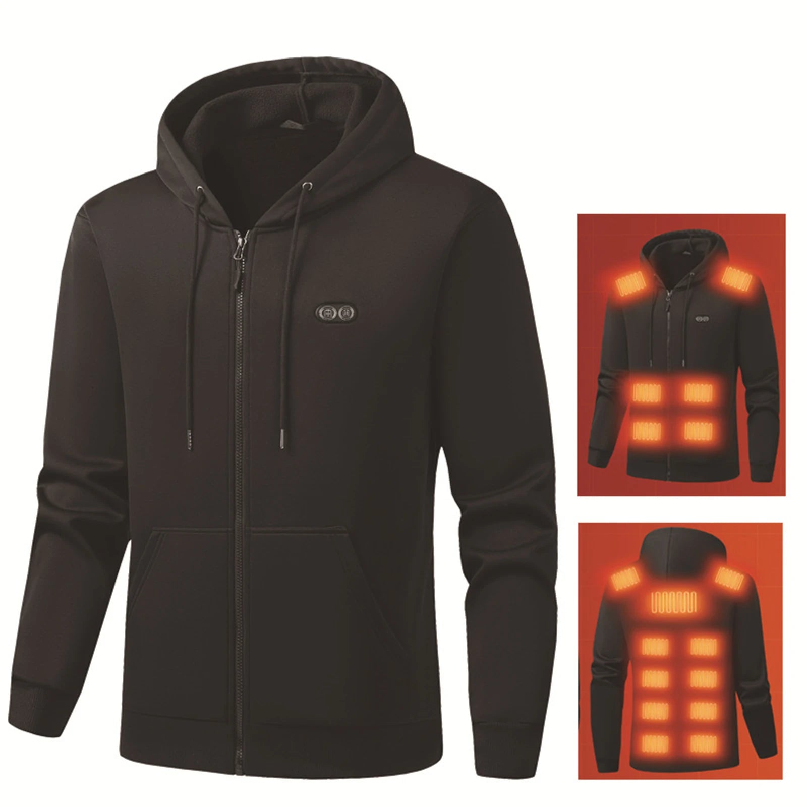 Men'S Hooded Sweater Jackets Coat Solid Color Zipper Hooded Hot Sweater 17 Heating Warm Sweater Thick Long Sleeves Tops