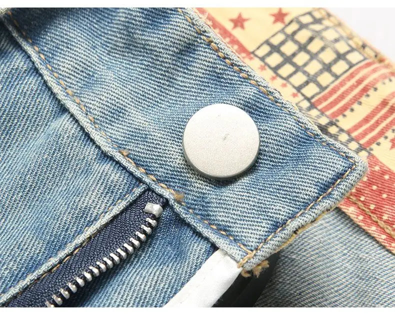 Autumn Men's New Light Blue Slim Fit Jeans ripped