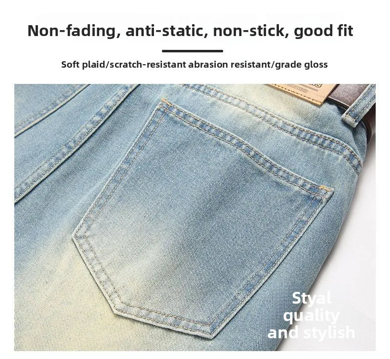 Autumn Men's New Light Blue Slim Fit Jeans ripped