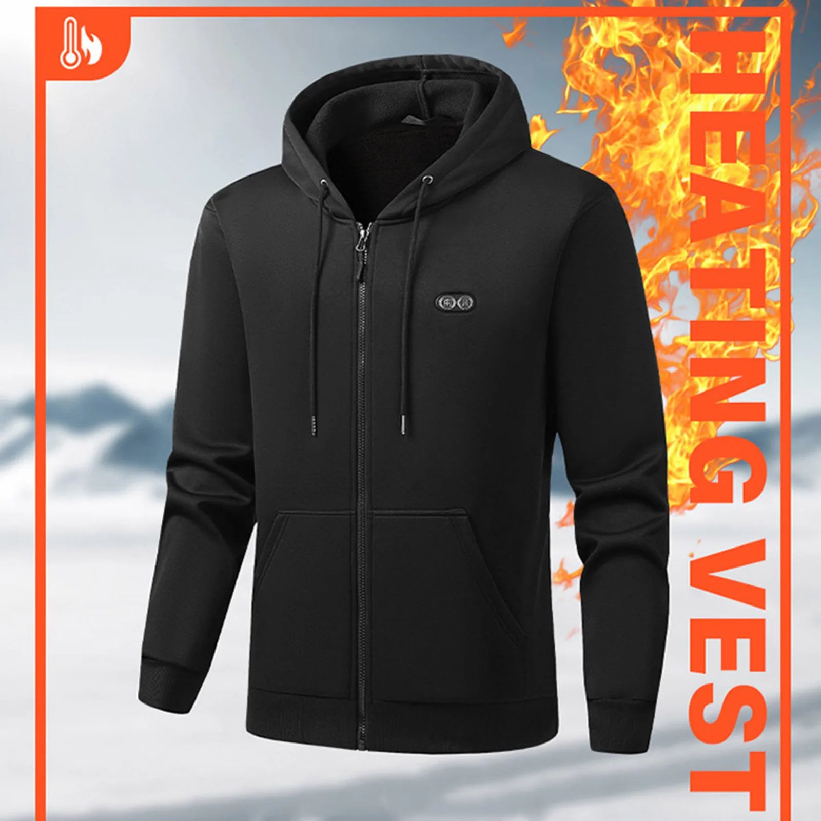 Men'S Hooded Sweater Jackets Coat Solid Color Zipper Hooded Hot Sweater 17 Heating Warm Sweater Thick Long Sleeves Tops