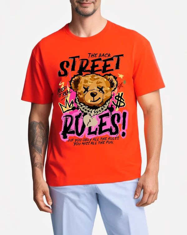 Street Rules Keep It real Men T Shirts Casual Trendy Streetwear Cotton Summer T-Shirt Hip Hop